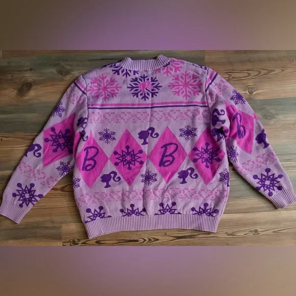 Barbie Women's Vibrant Pink and Purple Crewneck Sweater - Picture 5 of 6